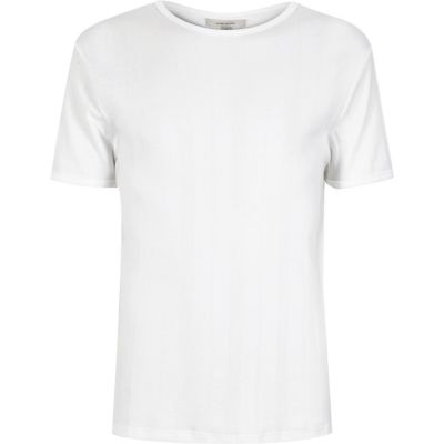 White varied ribbed slim t-shirt
